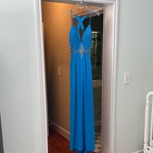Chic Strappy Blue Prom Dress